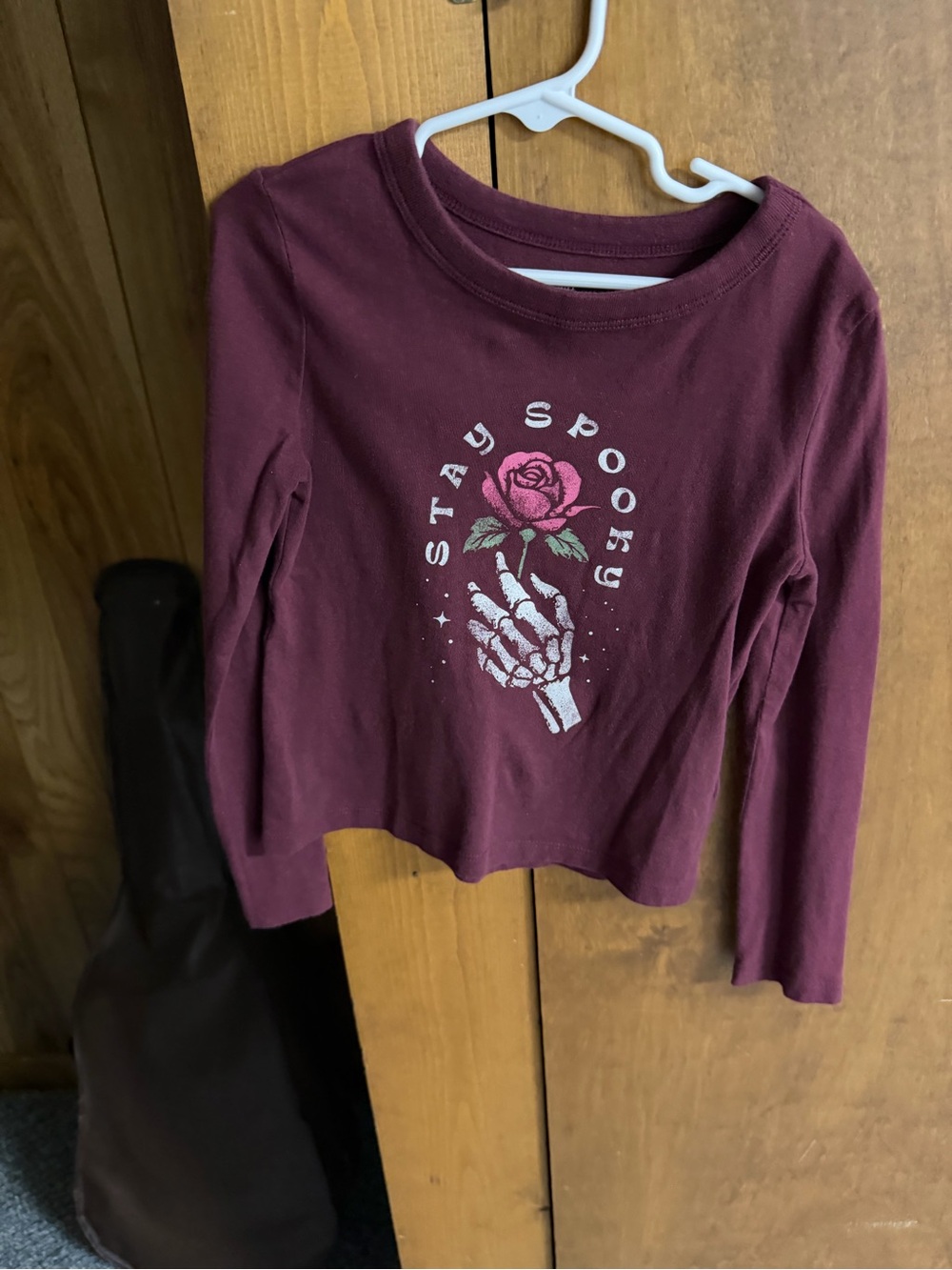 Girls GAP Long Sleeve Shirt Burgundy with Pink Rose